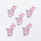 Alloy Enamel Pendants, Lead Free and Cadmium Free, Sika Deer, Platinum Metal Color, Hot Pink, 33x19x2mm