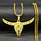 201 Stainless Steel Pendant Necklaces, Cattle, Golden, 23.62 inch(60cm)