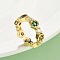 Brass Micro Pave Cubic Zirconia Open Cuff Rings, Cadmium Free & Nickel Free & Lead Free, Hexagon, Real 18K Gold Plated, 6mm, US Size 6(16.5mm)