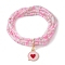 Glass Seed Beaded Multi-strand Bracelet, Alloy Enamel Charms Stretch Bracelet, Flat Round, 1-7/8 inch(4.7cm), Pendant: 17x14x1.5mm
