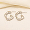 Irregular C Shape Stainless Steel Stud Earrings for Women, Real 18K Gold Plated