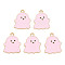 Alloy Enamel Pendants, Cadmium Free & Lead Free, Light Gold, Ghost, Pink, 21.5x17x1.5mm, Hole: 1.8mm