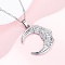 Moon with Flower 304 Stainless Steel Pendant Necklaces, Stainless Steel Color, 17.99 inch(45.7cm)