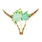 Alloy Enamel Pendants, Golden, Cattle Head with Flower Charm, Camel, 34x45.5x2.5mm, Hole: 2mm, 10pcs/set