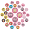 16 Pcs 16 Style Tinplate Badge Sets, for Bachelor Party, Flat Round with Word, Mixed Color, 40x5mm, 76x6mm, 1Pc/style