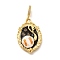 Brass Black Enamel Oval Pendants with Glitter Powder, Natural Freshwater Pearl Swan Charms, Real 18K Gold Plated, 31x21x5.5mm, Hole: 5.5x4mm
