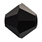 Preciosa® Crystal Beads, Czech Crystal, Bicone(451 69 302 Rondelle), 23980 Jet, 4mm, Hole: 0.8mm