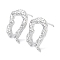 Brass Stud Earring Findings, Cadmium Free & Nickel Free & Lead Free, with Vertical Loop, Twist Arch, Real Platinum Plated, 14x10mm, Hole: 1mm, Pin: 0.7mm