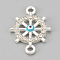 Alloy Rhinestone Links Connectors, Cadmium Free & Lead Free, Helm with Evil Eye, Sky Blue, Silver Color Plated, 20.5x14.5x2mm, Hole: 1.5mm