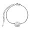 Tarnish Resistant 201 Stainless Steel Link Bracelets, with Cable Chains and Lobster Claw Clasps, Flat Round with Constellation, Libra, 6 inch~6-3/4 inch(15~17.5cm), 1.5mm