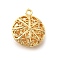 Brass Pendants, Cadmium Free & Nickel Free & Lead Free, Hollow, Flat Round, Real 18K Gold Plated, 23.5x20x10mm, Hole: 2mm