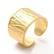 Ion Plating(IP) 304 Stainless Steel Textured Wide Band Open Cuff Ring for Women, Real 18K Gold Plated, US Size 6 1/2(16.9mm), 8~15mm