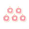 Alloy Enamel Pendants, Doughnut, Light Gold, Pink, 24x21x1.5mm, Hole: 1.6mm