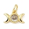 Brass Micro Pave Cubic Zirconia Pendants, Moon Phases Charms, Long-Lasting Plated, Cadmium Free & Lead Free, Rack Plating, Real 18K Gold Plated, 8x12x2.5mm, Hole: 3.3mm