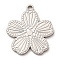 Non-Tarnish 304 Stainless Steel Pendants, Flower Charm, Stainless Steel Color, 18x16x1mm, Hole: 1.2mm