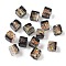 Baking Painted Handmade Gold Sand Lampwork Beads, Cube, Black, 10~11x10~11x10mm, Hole: 1.8mm