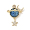 Rack Plating Brass Micro Pave Cubic Zirconia Pendants, with Resin, Lead Free & Cadmium Free, Long-Lasting Plated, Planet, Real 18K Gold Plated, 25x20x9mm, Hole: 4x2.5mm