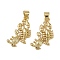 Brass Pendants, Long-Lasting Plated, Cadmium Free & Lead Free, Rack Plating, Real 18K Gold Plated, Crab, 21.5x15.5x2.5mm, Hole: 4.5x3.5mm