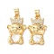 Brass Micro Pave Clear Cubic Zirconia Pendants, Cadmium Free & Lead Free, with Shell, Real 18K Gold Plated, Bear, 25.5x18x5.5mm, Hole: 5x3.6mm