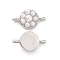 Eco-friendly Rack Plating Brass Connector Charms, with ABS Imitation Pearl, Cadmium Free & Lead Free, Long-Lasting Plated, Flat Round Links, Platinum, 8x14x4.5mm, Hole: 1.6mm