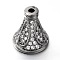 Brass Micro Pave Cubic Zirconia Bead Cones, Gunmetal, 10x10mm, Hole: 1mm & 4mm