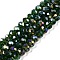 Electroplate Glass Beads Strands, AB Color Plated, Faceted, Rondelle, Dark Green, 6x5mm, Hole: 1mm, about 80~85pcs/strand, 38~40cm