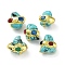 Natural Howlite Dyed Beads, with Rack Plating Golden Tone Brass Pave Natural Dyed Jade, Long-Lasting Plated, Nuggets, 21~25x19.5~21.5x18.5~24mm, Hole: 1.4mm