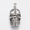 304 Stainless Steel Pendants, Skull Head, Antique Silver, 35.5x20x13.5mm, Hole: 6mm