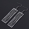 Tarnish Resistant 201 Stainless Steel Dangle Earrings, Rectangle, Stainless Steel Color, 77mm, Pin: 0.6mm