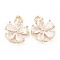 Brass Clear Cubic Zirconia Pendants, Flower, Real 14K Gold Plated, 13.5x11x3.5mm, Hole: 1.4mm