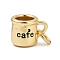 Brass Enamel Charms, with Jump Ring, Coffee Cup Charms, Rack Plating, Cadmium Free & Lead Free, Lasting Plated, Real 18K Gold Plated, 7.5x10.5x7.5mm, Hole: 3.5mm
