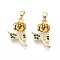 Brass Micro Pave Cubic Zirconia Pendants, Flower, Real 16K Gold Plated, 19.5x11.5x4mm, Hole: 3x5mm