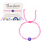 Adjustable Handmade Evil Eye Lampwork Bead Braided Bracelets, Pearl Pink