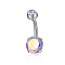 Piercing Jewelry, Brass Cubic Zirconia Navel Ring, Belly Rings, with 304 Stainless Steel Bar, Lead Free & Cadmium Free, Flat Round, Platinum, Colorful, 21x8mm, Bar: 15 Gauge(1.5mm), Bar Length: 3/8