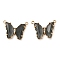 Brass Pave Faceted Glass Connector Charms, Cadmium Free & Nickel Free & Lead Free, Golden Tone Butterfly Links, Gray, 17.5x23x5mm, Hole: 0.9mm