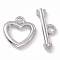 Non-Tarnish 304 Stainless Steel Toggle Clasps, Heart, Stainless Steel Color, Heart: 14.5x13x2mm, Hole: 2mm, 6x9mm inner diameter, Bar: 7x20x2mm, hole: 2mm