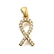 Brass Micro Pave Cubic Zirconia Pendants, Awareness Ribbon Charms, Cadmium Free & Lead Free, Long-Lasting Plated, Rack Plating, Real 18K Gold Plated, 16x7.5x3mm, Hole: 4x2.5mm