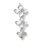 Brass Connector Charms, Cadmium Free & Nickel Free & Lead Free, Triple Flower Links, Platinum, 45x16x4.5mm, Hole: 1.2mm and 0.8mm