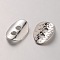 Brass Buttons, 2-Hole, Hammered Oval, Silver Color Plated, 14x10x1mm, Hole: 2mm