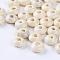 Natural Wood Beads, Flat Round, Lead Free, Dyed, White, about 8mm in diameter, 4mm thick, hole: 2.5mm, about 13680pcs/1000g