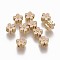 Brass Enamel Beads, Long-Lasting Plated, Flower, Real 18K Gold Plated, Pink, 7x3.3mm, Hole: 1.6mm