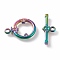 Ion Plating(IP) 304 Stainless Steel Toggle Clasps, Ring, Rainbow Color, Ring: 21x15x2mm, Hole: 2mm, Bar: 22x9x3mm, Hole: 2mm