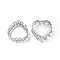 Brass Sew on Prong Settings, Filigree Open Back Claw Settings for Pointed Back Rhinestone, Heart, Platinum, Tray: 14.5x14.5mm, 16x16x7mm, Hole: 0.8mm