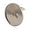 Non-Tarnish 304 Stainless Steel Open Cuff Findings, Bezel Cup Ring Settings, Flat Round, Stainless Steel Color, Inner Diameter: 18mm, Tray: 30mm