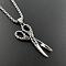 Vintage Stainless Steel Patterned Hairstylist Scissors Pendant Necklaces, Stainless Steel Color