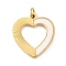 Natural Shell Pendants, Heart Charms with Ion Plating(IP) 304 Stainless Steel Findings, with Jump Rings, Real 14K Gold Plated, 16.5x15x1.3mm, Hole: 2mm