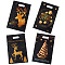 50Pcs 4 Styles Christmas Gold Deer Printed OPP Cellophane Packaging Bags with Die Hole Handles, Rectangle, Black, 25.1x16.3x0.01cm