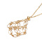 Brass Chains Macrame Pouch Empty Stone Holder for Pendant Necklaces Making, with 304 Stainless Steel Cable Chains & Clasp, Golden, 23.23 inch(59cm)