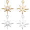 20Pcs 2 Colors Brass Clear Cubic Zirconia Charms, Star, Nickel Free, Real Gold Plated & Real Platinum Plated, 10.5x8.5x2mm, Hole: 1mm, 10pcs/color
