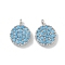 Rack Plating Brass Micro Pave Cubic Zirconia Charms, Long-Lasting Plated, Lead Free & Cadmium Free, Flat Round, Platinum, 8.5x6.5x2mm, Hole: 0.8mm